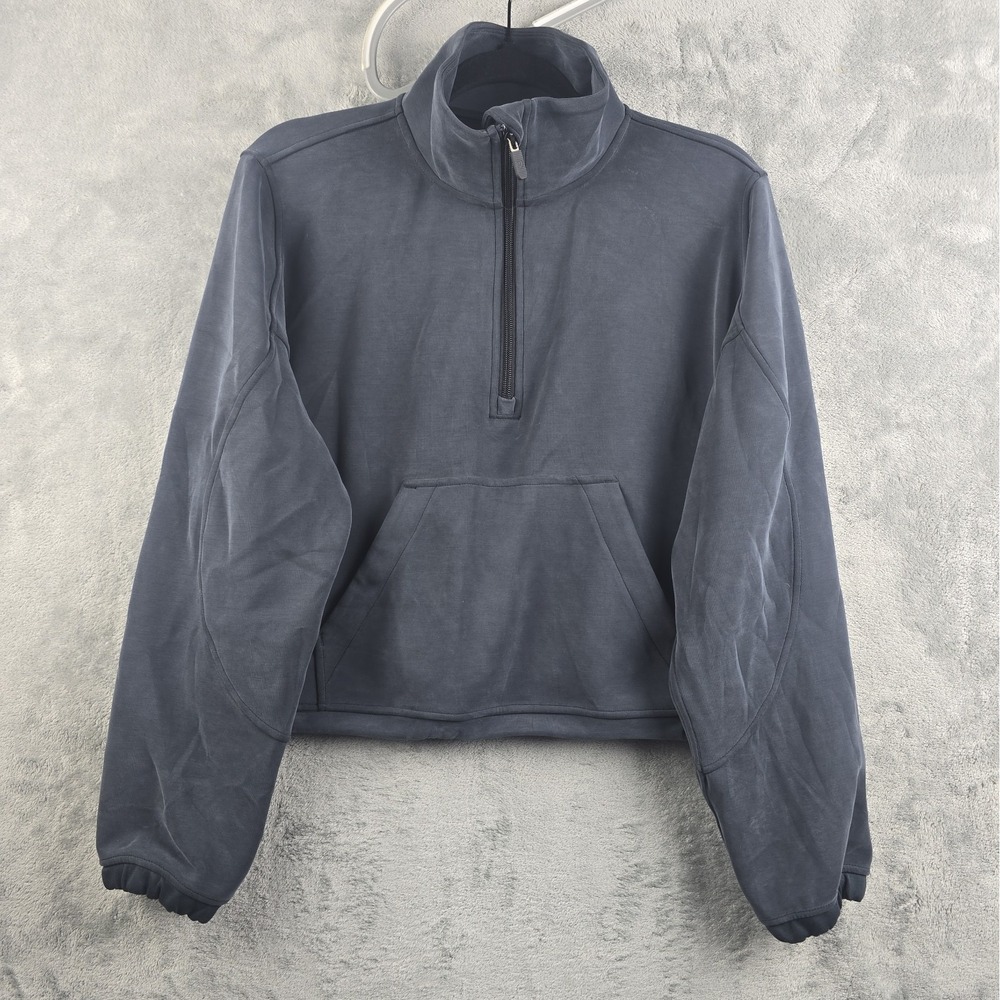 Lululemon Brushed Softstreme Half Zip Womens 8 Dove Gray Cropped Pullover
